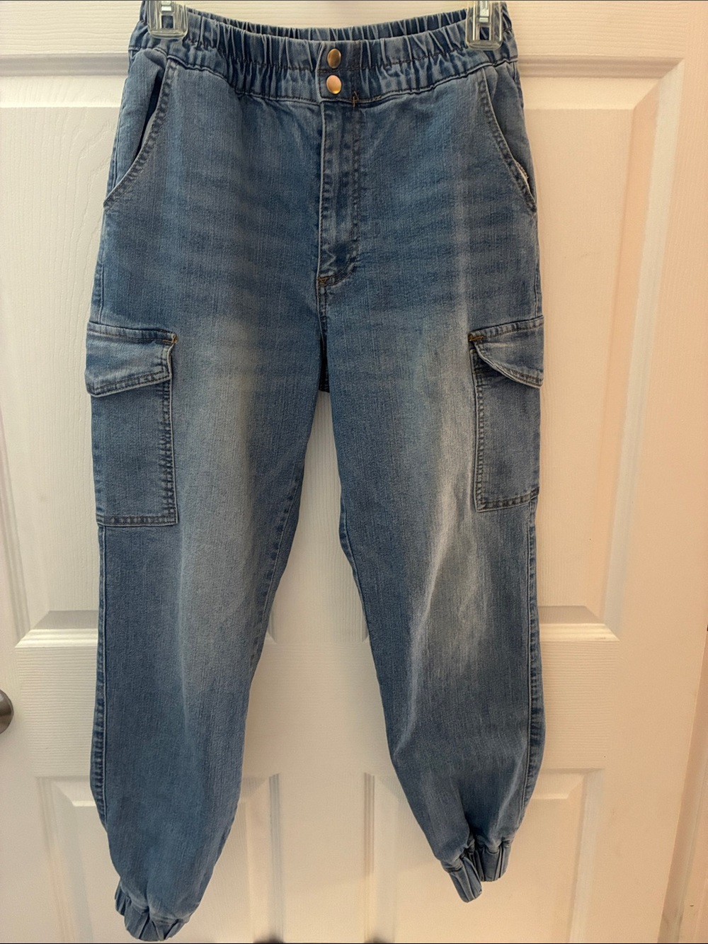 Almost Famous Light Blue Denim Cargo Joggers